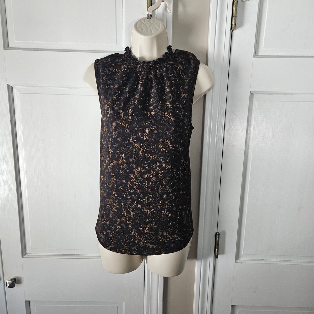 Harve Benard Black and Orange Floral Blouse